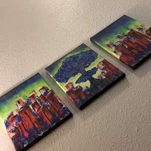 Dystopian Nuclear Triptych City Scape original Acrylic Painting